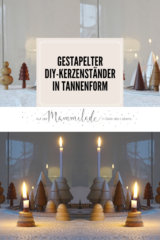 Gestapelte DIY-Kerzenständer in Tannenform aus Holz und Kupfer - Fotoaktion #12von12 und 1 Tag in 12 Bildern - https://mammilade.blogspot.de