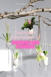 Bepflanzte und mit Blumen befüllte Eierschalen & Espressotassen in Makramée zu Ostern | mammilade.com